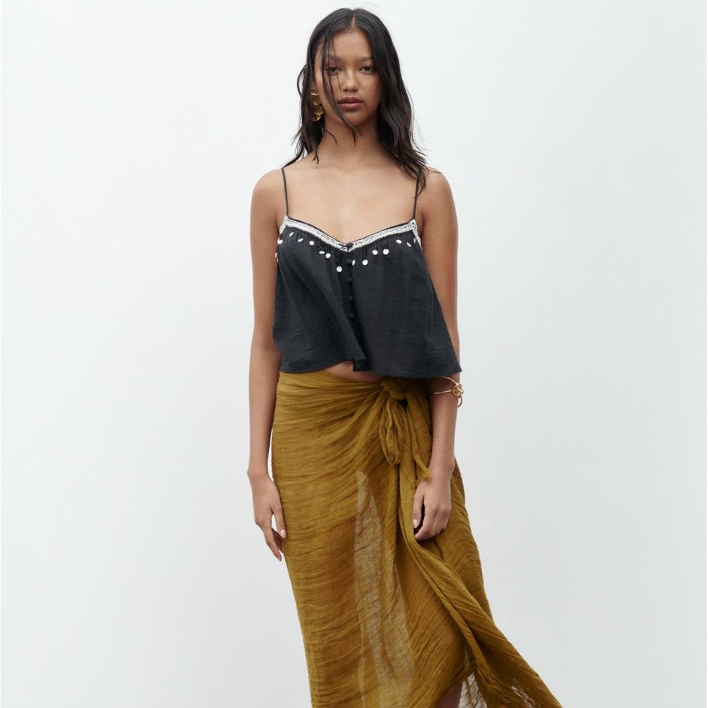 BEADED FRINGED CROP TOP - NWT